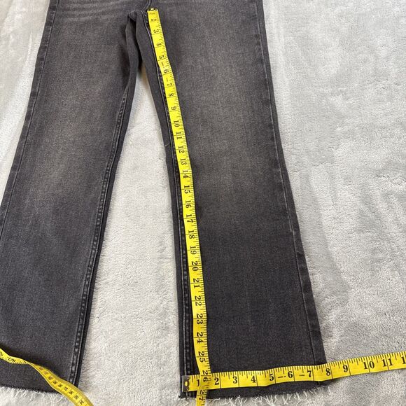 Zara Women’s Size 6 Gray Black Straight Leg Jeans Raw Hem 99% Cotton - Picture 3 of 7